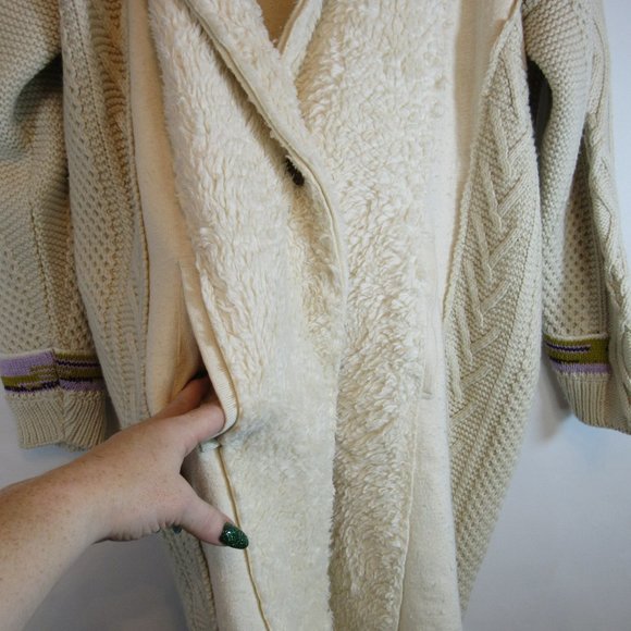 Free People Cream Knit Sweater Coat Mid Length Cardigan - Picture 8 of 12